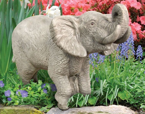 Piped Elephant Cement Statue Spouting Pond water Fountain